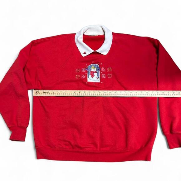 Vintage 90s grandmacore collared holiday Christmas crewneck sweatshirt - Picture 4 of 5